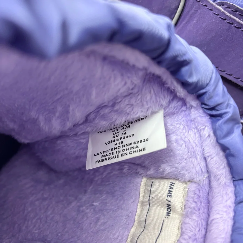 Lands' End Purple‎ and Gray Kids Snow Boots Size 4M